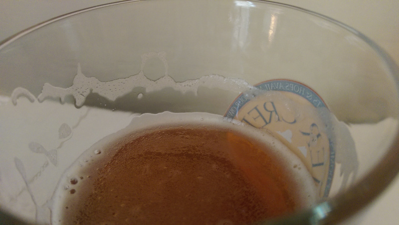 Fish Tale IPA leaves a slight lacing as consumption ensues.