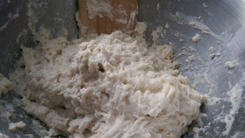 Don't worry, this pile of slop will turn into wonderfully delicious bagel dough.